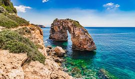 Natural arch Es Pontas on Majorca island, Spain Mediterranean Sea by Alex Winter