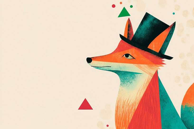 Elegant fox in a top hat by Poster Art Shop