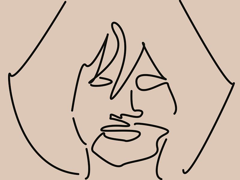 Abstracte lijntekening gezicht vrouw van Maurice Dawson
