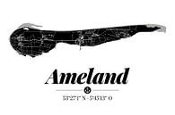 Ameland | Landkarten-Design | Insel Silhouette | Schwarz-Weiß von ViaMapia Miniaturansicht