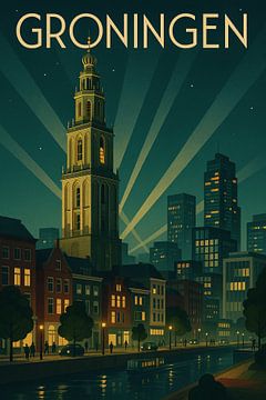 Groningen Poster – Vintage Netherlands Wall Art by Travel Shop