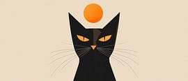 Zwarte kat met zonneteken van Poster Art Shop