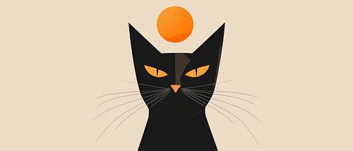 Zwarte kat met zonneteken