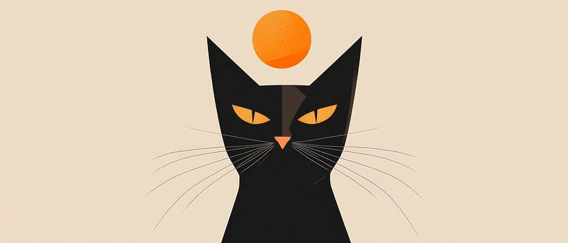 Black cat with sun sign by Poster Art Shop