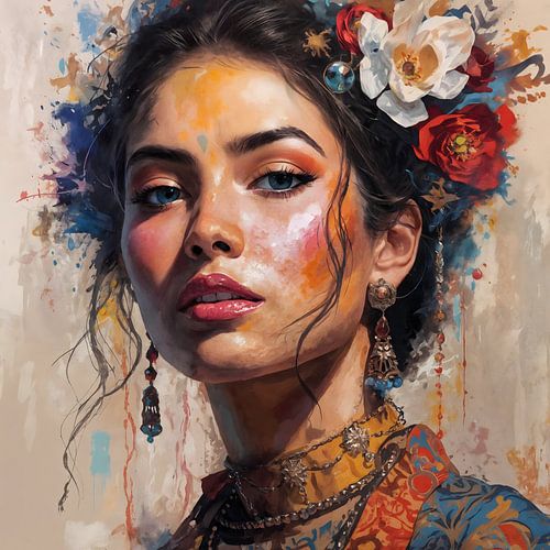 Une belle peinture à l'huile d'une belle femme sur Ljupka Kareska