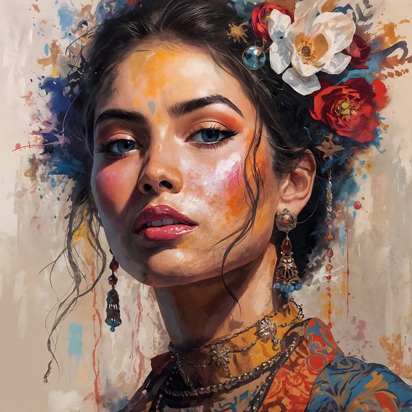Een prachtig olieverfschilderij van een mooie vrouw van Ljupka Kareska