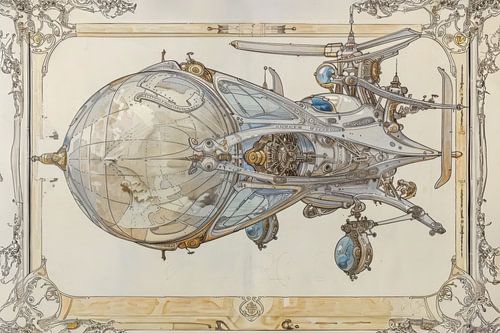 Zeppelin futuriste - Dessin élégant