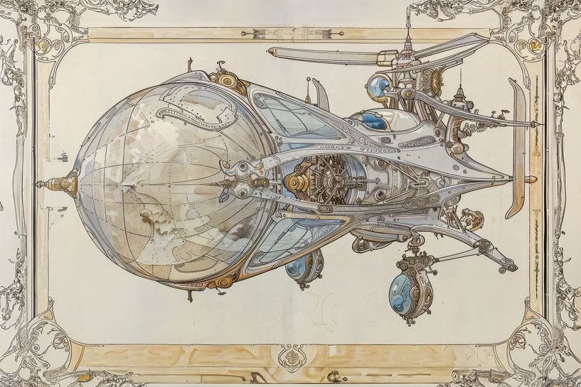 Drawing, zeppelin -5 by Peter Pen Drawings and Paintings