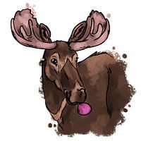Moose with bubble gum