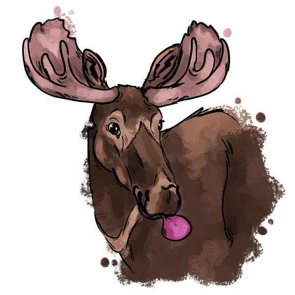 Moose with bubble gum by Antiope33