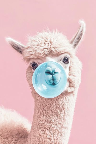 Alpaca with chewing gum bubble by Poster Art Shop
