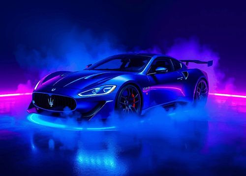 Maserati MC20 donkerblauw neon