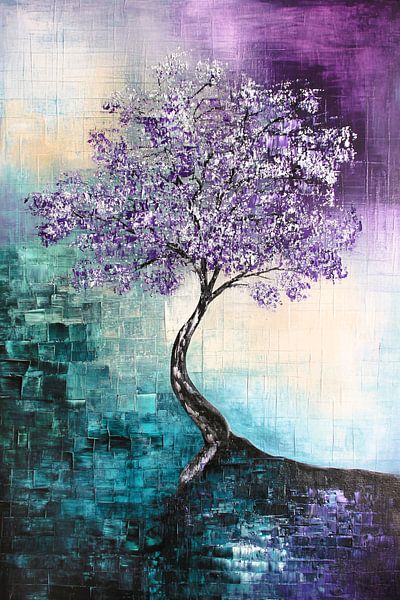 Arbre violet œuvre d'art abstraite par Imperial Art House