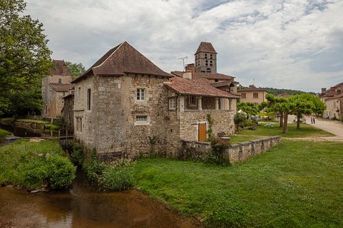 Houses and Church in Saint-Jean-de-Côle, France by Joost Adriaanse