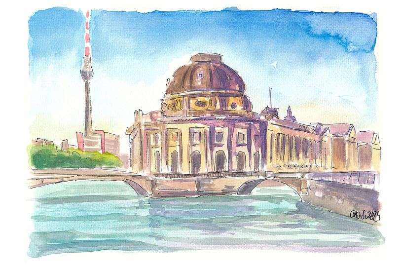 Berlijn Duitsland Museumeiland met Spree van Markus Bleichner
