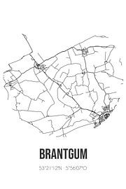 Brantgum (Fryslan) | Carte | Noir et blanc sur Affiches de lieux