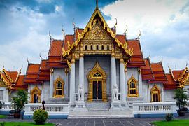 Buddhism temple Wat Benchamabohit in Bangkok Thailand by Dieter Walther