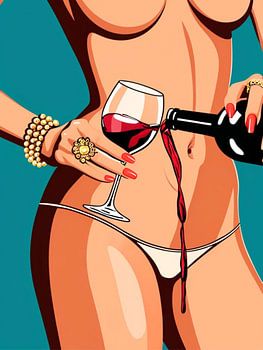 Het meisje en rode wijn