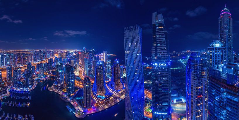 Dubai Marina Panorama at night by Jean Claude Castor