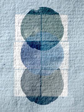 Scandinavisch minimalisme Blauw op Japans papier van Mad Dog Art