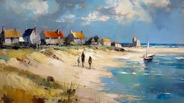 Abstract figuratieve Nederlandse stranden en kust XV van René van den Berg