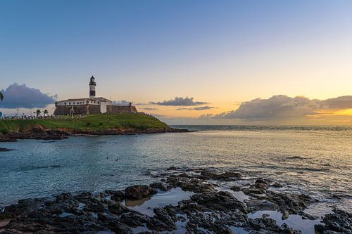 Barra Leuchtturm in einem schönen Sonnenuntergang in der Stadt Salvador