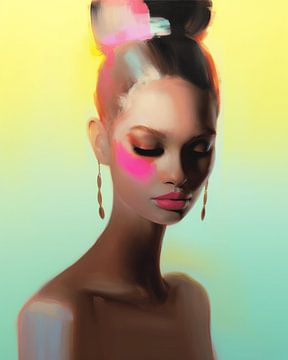 Modern portrait in neon colours by Carla Van Iersel