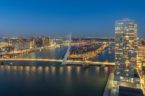 De unieke uitzicht op de Erasmusbrug, Noordereiland en deel van de Wilhelminapier