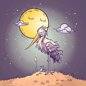 Cartoon Storch in weichen Pastellfarben