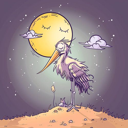 Cigogne en pastel doux