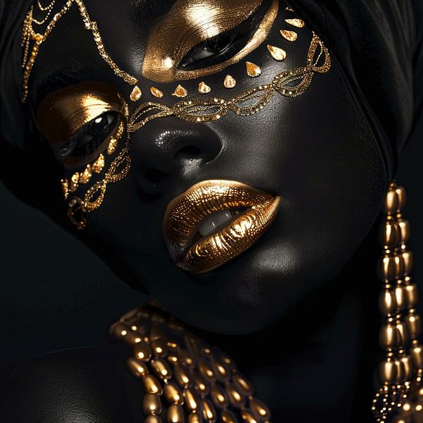 Mystische Schönheit in Schwarz und Gold von Poster Art Shop