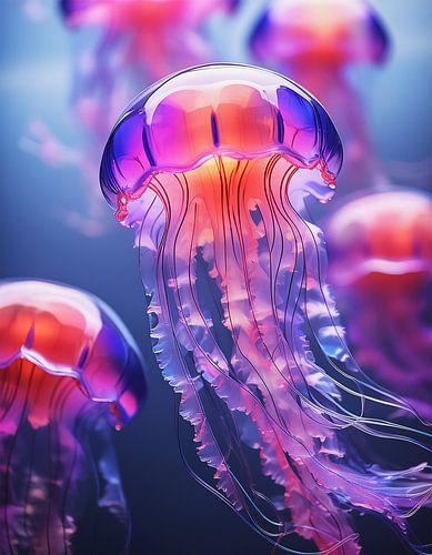 Gekleurde kwal met blauwe achtergrond