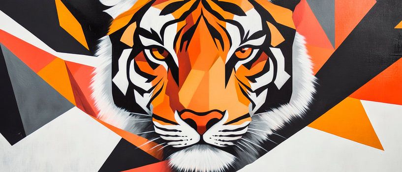 Geometrischer Tiger in kräftigen Farben von Poster Art Shop