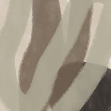 Moderne abstracte minimalistische kunst. Vormen en lijnen in beige en bruin van Dina Dankers