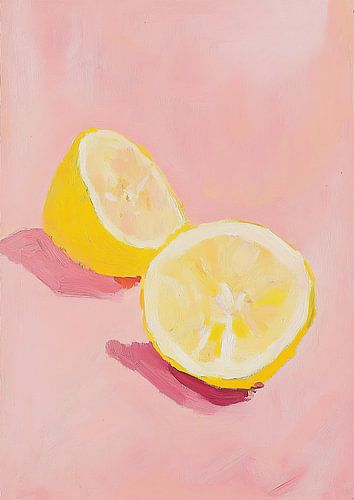 Citroen Fruit Schilderij Preppy Roze Dopamine
