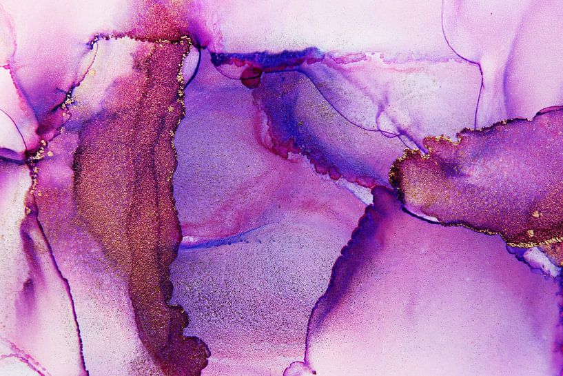 Abstract paars lijnenspel van Joke Gorter