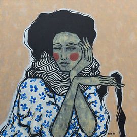 Spielend mit einem Haarbüschel von Kris Stuurop