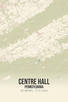 Vintage landkaart van Centre Hall (Pennsylvania), USA. van Rezona