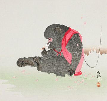 Monkey Catching a Bee, Ohara Koson