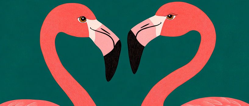 Flamingos of the heart in togetherness by Poster Art Shop