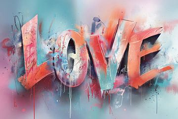 LOVE graffiti straatkunst schilderij van ARTemberaubend