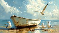 Weathered rowboat on the beach by Preet Lambon thumbnail
