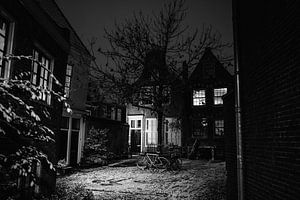 Goudsmitsplein Haarlem neige janvier 2021 noir blanc sur Bob Van der Wolf