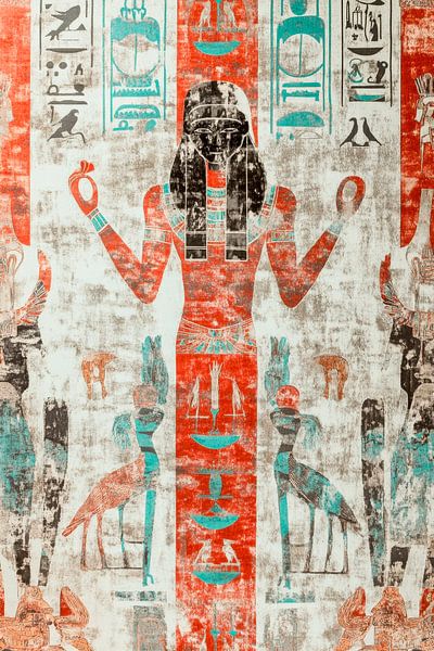 Egyptian wall painting - Colourful and rich in detail by Poster Art Shop
