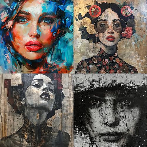 vrouw mozaiek fresco stijl