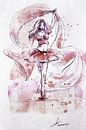 Waterverf schilderij van ballet danseres met doek van Emiel de Lange thumbnail