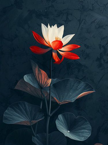 Rode en witte lotusbloem