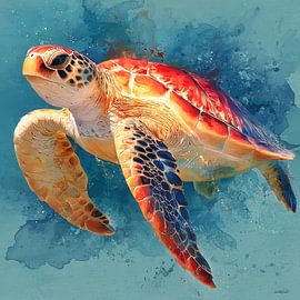 Tortue de mer sur Gelissen Artworks