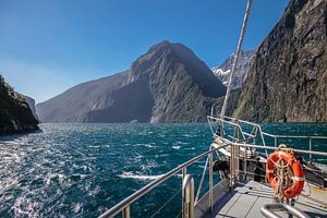 Op de boot Milford Mariner in Milford Sound, Nieuw Zeeland van Christian Müringer