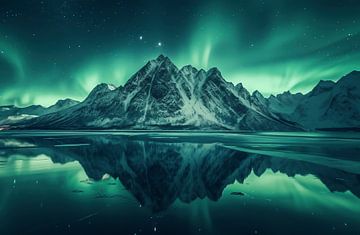 Noorderlicht danst boven Noorwegen van fernlichtsicht